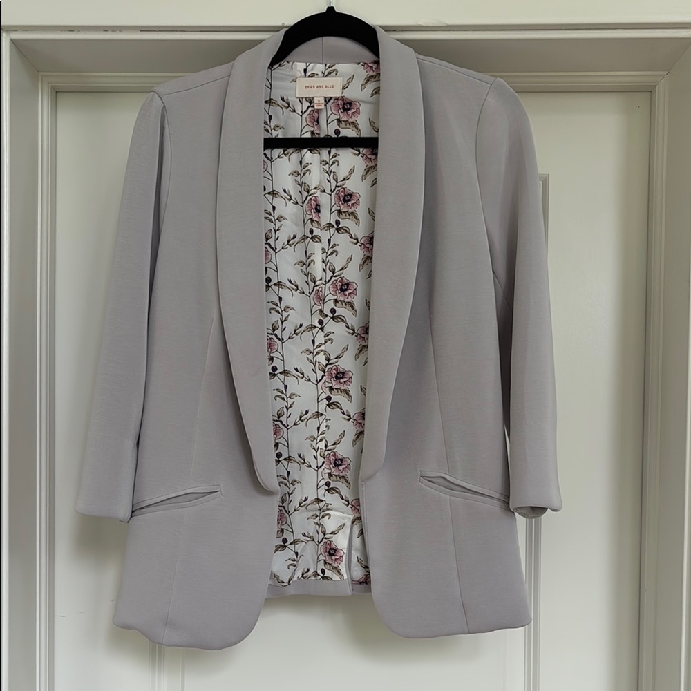 Skies Are Blue Light Gray Soft Modal Open Front Blazer